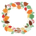 Round frame wreath from autumn leaves template for text.